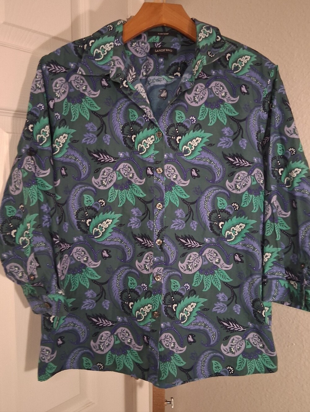 Lands End Button Down Patterned 16P